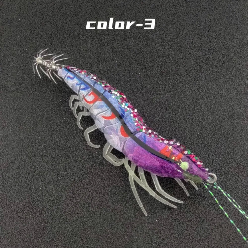 10cm Length Squid Bait 12g Weight Watermelon Laser Horizontal Jig Rattle Lure Horizontal Design Squid Jig Squid Fishing