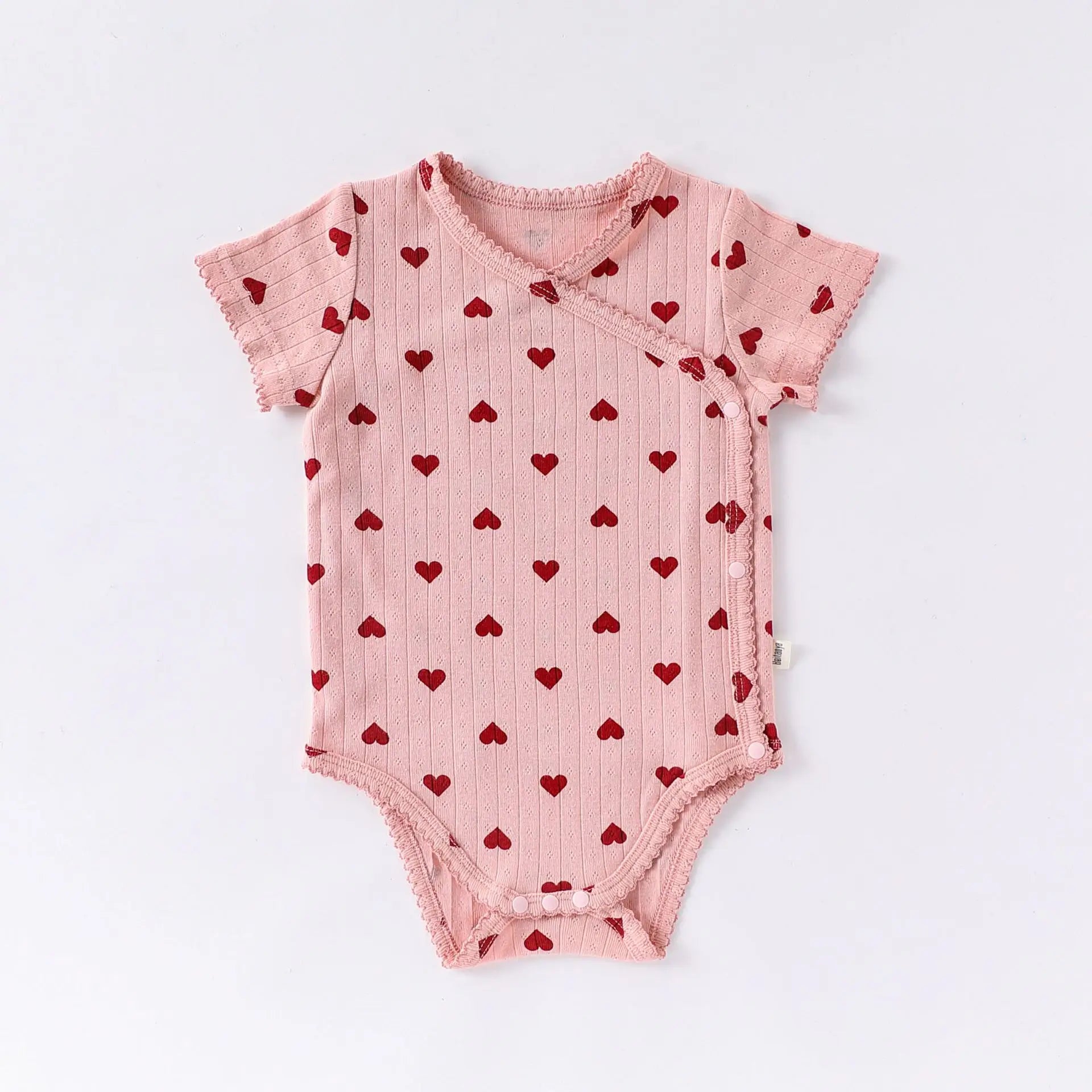 0-24M Heart Print Baby Girl Romper Summer Newborn Kid Clothes Short Sleeve 100% Cotton Baby Bodysuit Cute Sweet Outfit