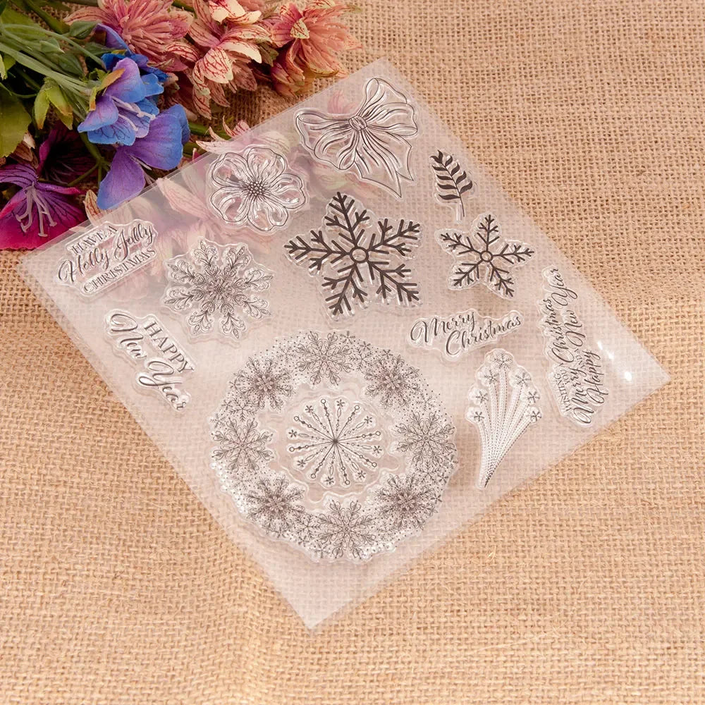 Snowflake Christmas Metal Cutting Dies and Clear Stamps for DIY Scrapbooking Crafts Card Making Photo Album Sheet Decoration