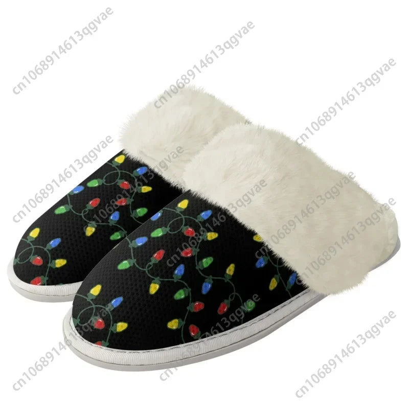 Christmas Snowman Scottish Style Slippers Mens Womens Home Cotton Plush Bedroom Keep Warm Custom Thermal Lightweight Slipper