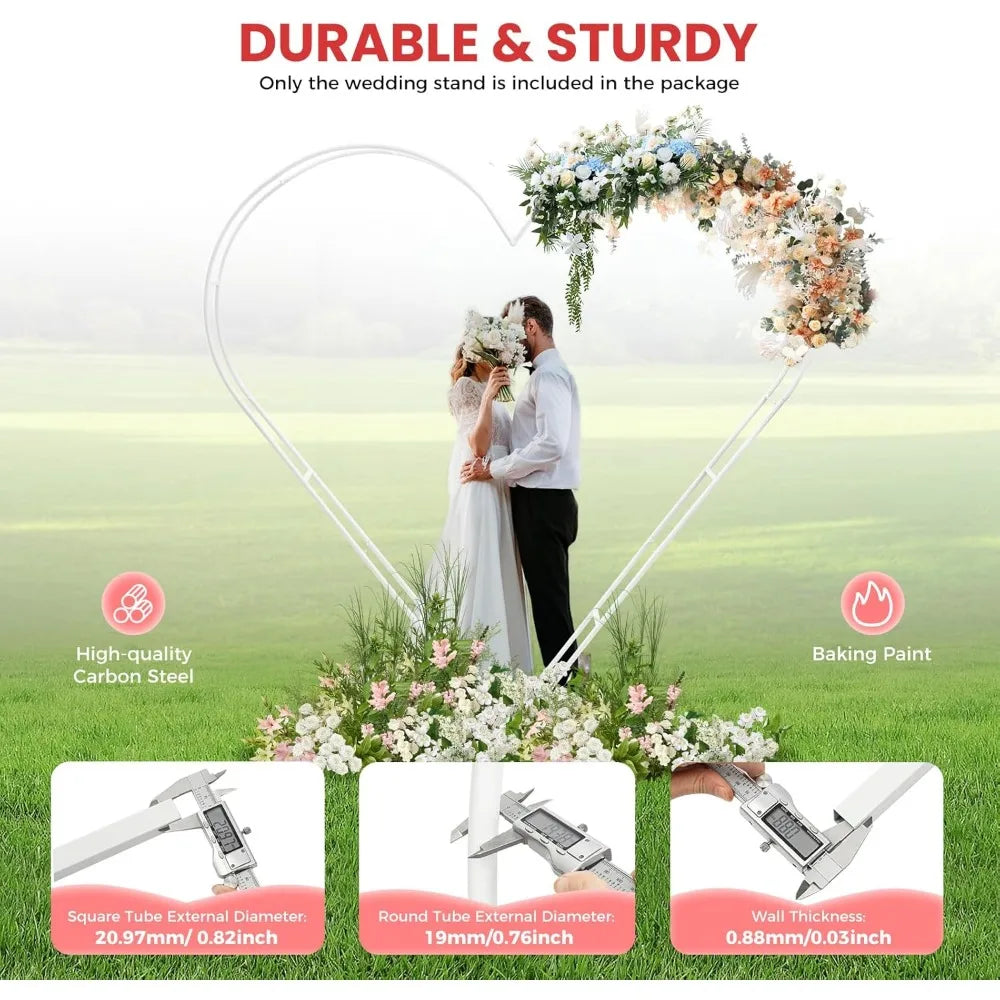 6.7FT Heart Shape Wedding Arch Stand with Base, Wedding Arches for Ceremony, Metal Balloon Arch Kit Wedding Heart Backdrop Stand