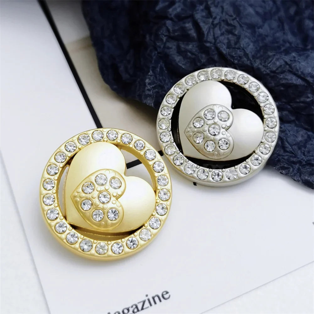10 Pieces/set Fashion Heart Metal Hand Sewn Buttons, Exquisite Woolen Coat Jacket, Suit Windbreaker Buttons