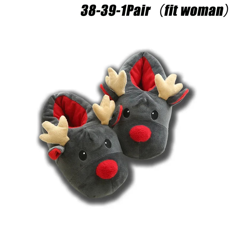 Deer Slippers Soft Shoes Plush Winter Cotton Couple Cute Christmas Cotton Women's slipper Slide Slippers for Women