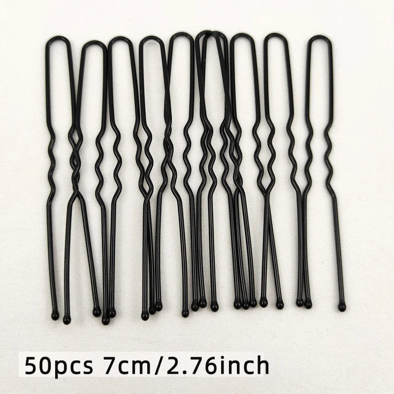50/100 PCS Women 5/6/7/8 cm Hair Waved U-Shaped Bobby Pin Barrette Grip Clip Bridal Hairpins Black Metal Hair Accessories