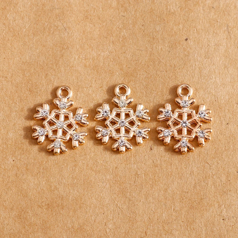 10pcs 13*17mm Metal Crystal Snowflake Charms Fashion Jewelry Making Earring Pendant Bracelet Necklace Charms DIY Findings