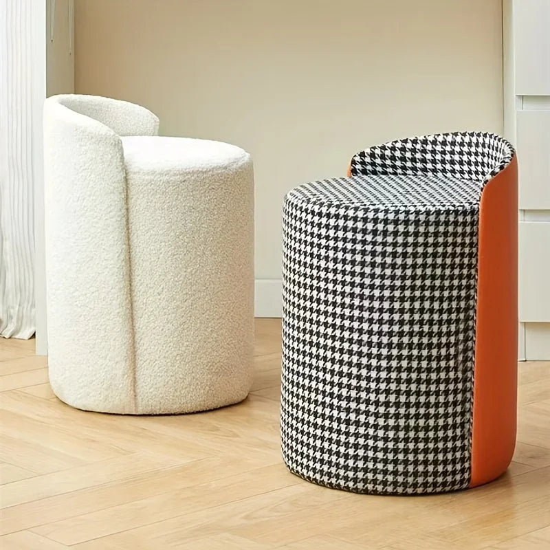 Chic Cylindrical Vanity Stool - Sturdy Frame, Soft Cushion, Space - Saving, Ideal for Bedroom & Living Room