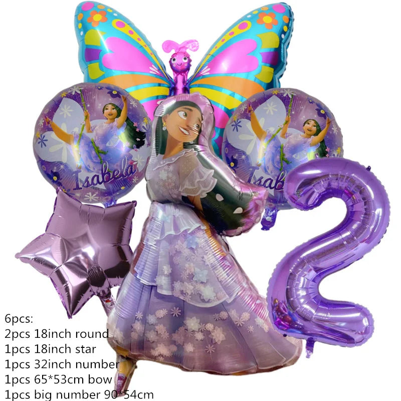 Disney Encanto Mirabel Isabella Party Balloons Set 32inch Purple Number Foil Balloons For Kids 1 2 3th Birthday Decor Air Globos