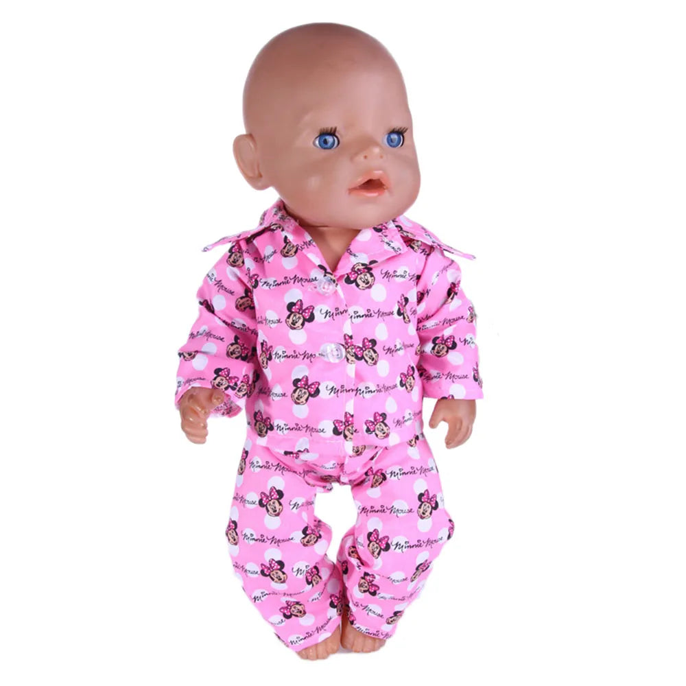Doll Clothes Cartoon Animal Print Pajama Shirt For 18 inch American & 43Cm Reborn Baby OG Girl's Accessories Baby Clothes Gifts