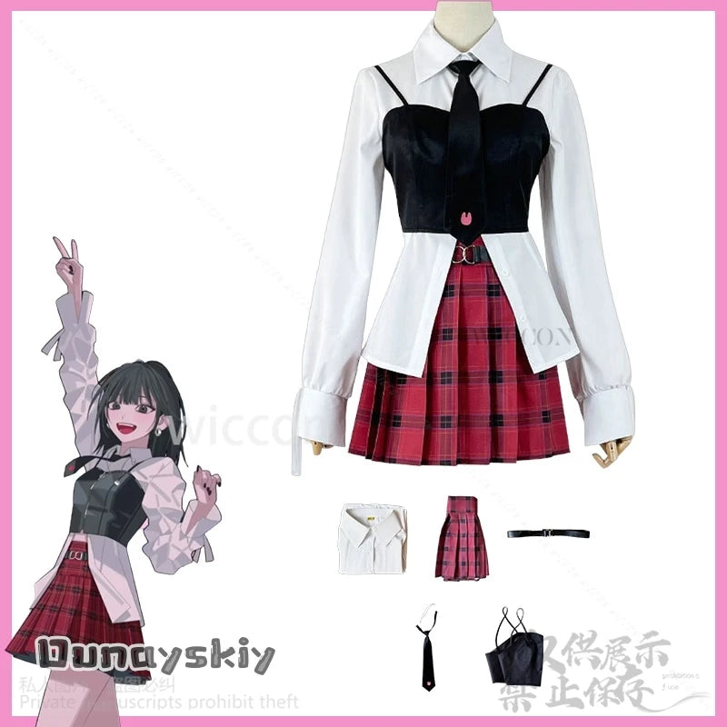 Qiao Ling Cosplay Anime Link Click Costume Jirai Kei Girls JK School Uniform Dress Plaid Skirt Fashion Y2K Lolita Halloween Suit