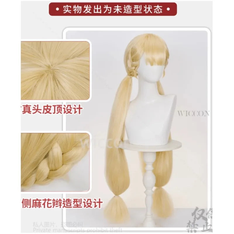 Anime Game ZZZ Alice Cosplay 90cm Gold Solid Color Wigs Female High Quality Heat Resistant Synthetic Hair Halloween Party Comic