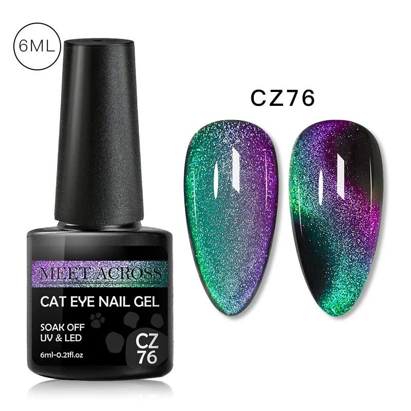 9D Reflective Magnetic Gel Nail Polish 7ml Shiny Glitter Cat Eye Nail Gel Varnishes Semi Permanent Soak Off UV Gel Nail Art