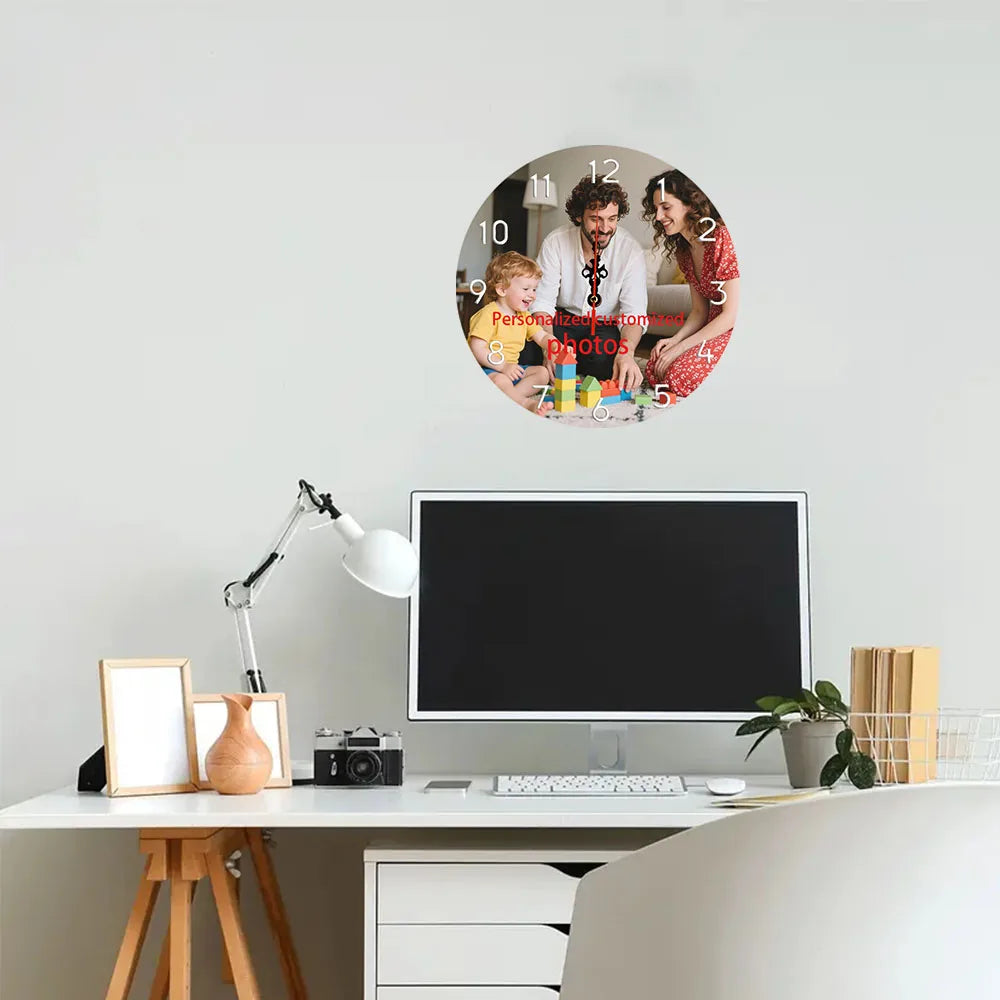 1 Piece 12inch Customized Photo Wall Clock Silent Clock with Silent Tone   Great for Creates Harmony Atmosphere with Various Spaces and Using Timing.   Decorative and Timing.   The Battery Is Not Provided. Custom Wall Decor Wall Clock