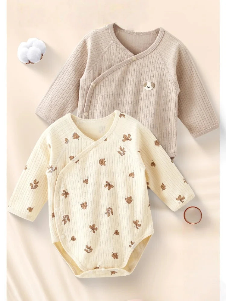 0-2Y Baby Clothes Boy Comfy Baby Daily Bodysuit Newborn Infant Girls Clothes Cotton Double Layered Belly Guard Triangle Romper