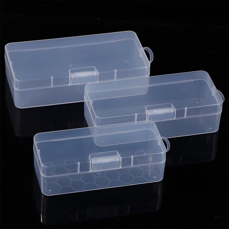 Nail Art Storage Box Nail Parts Organizer Clear Cuboid Plastic Container Packaging Case For Nail Brush File Manicure Tools