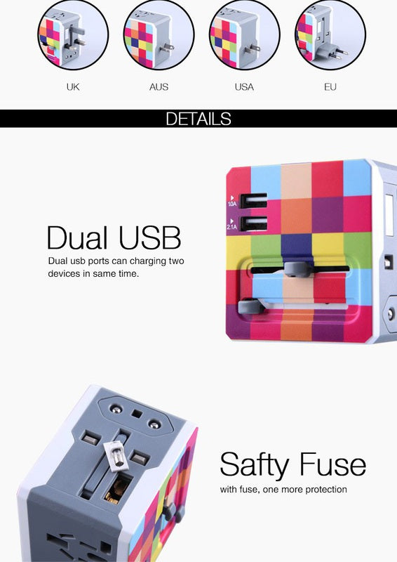 Global Adapter with 2 USB Ports