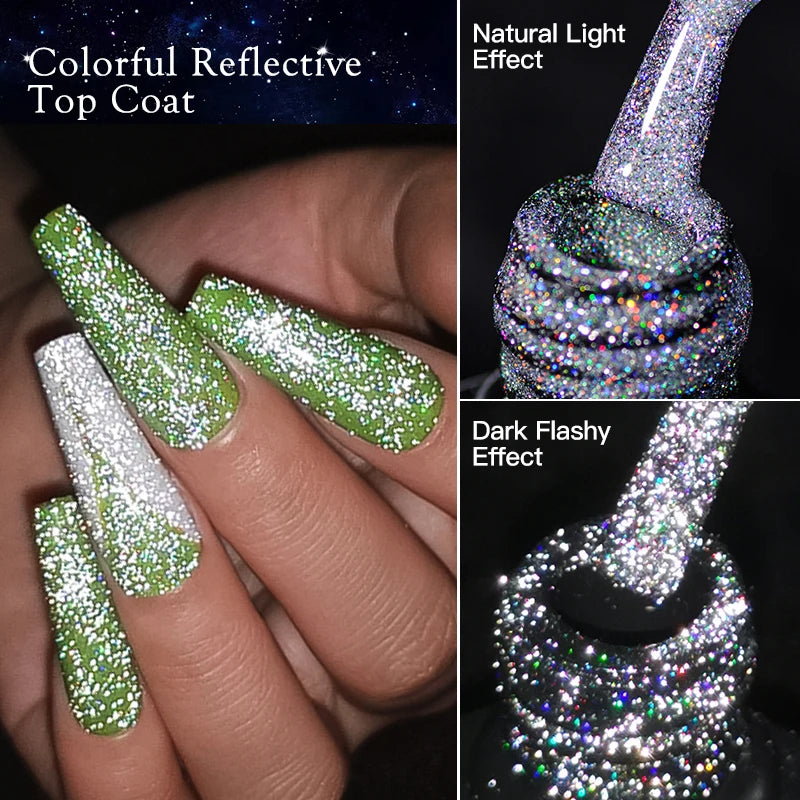 9D Reflective Magnetic Gel Nail Polish 7ml Shiny Glitter Cat Eye Nail Gel Varnishes Semi Permanent Soak Off UV Gel Nail Art