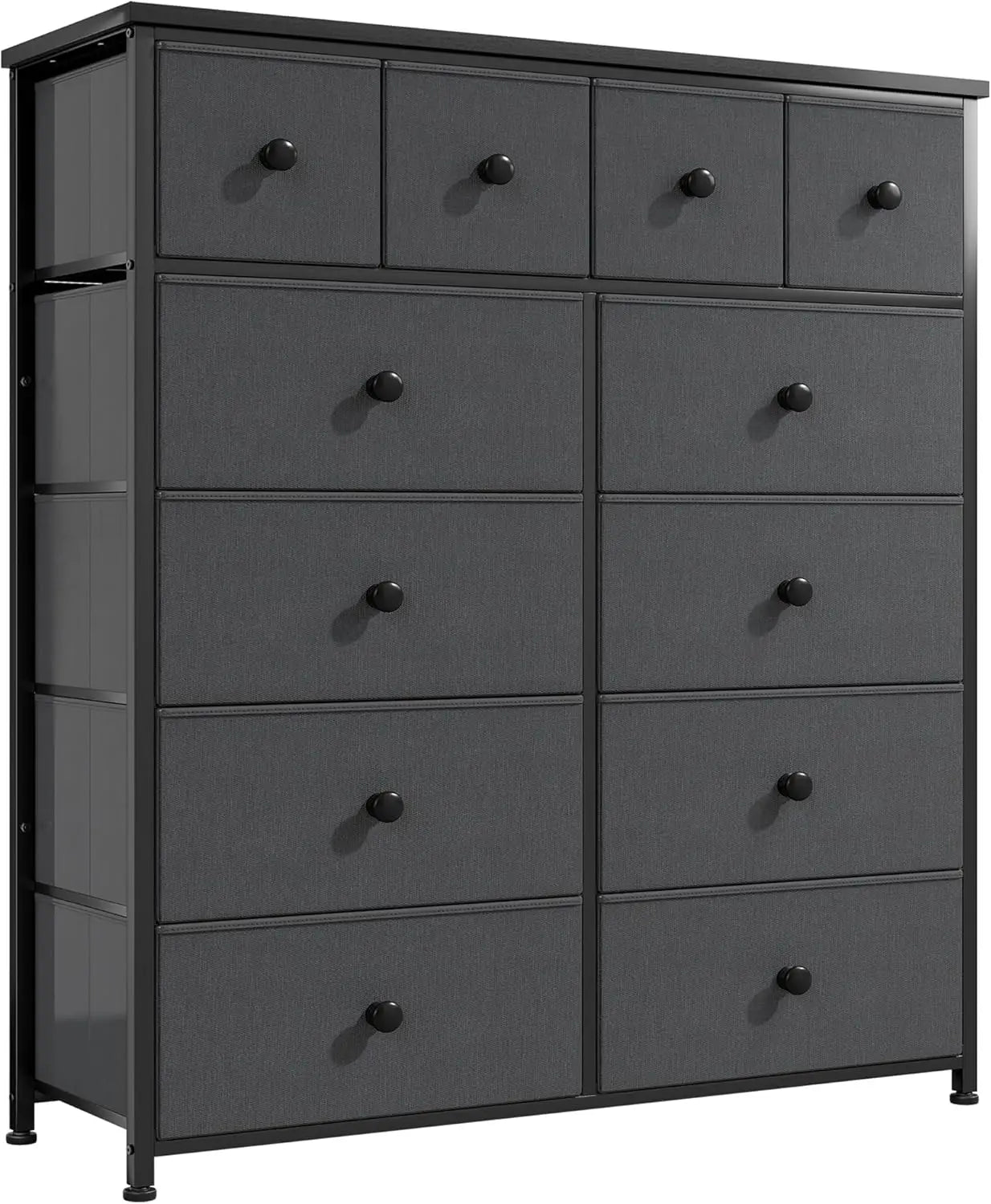 Dresser for Bedroom Tall Dressers for Bedroom Fabric Dressers & Chest of Drawers with Sturdy Metal Frame, Wood Top