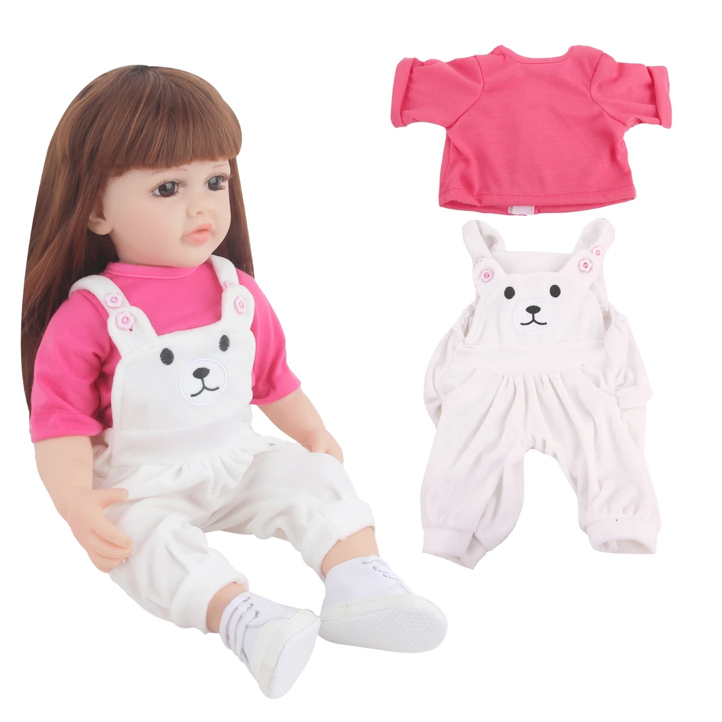 525CM Reborn Girl Doll Clothes Set Backband Pants+T-Shirt Clothing Suit Outfit For 22 Inches Baby New Born Girl Dolls Toy