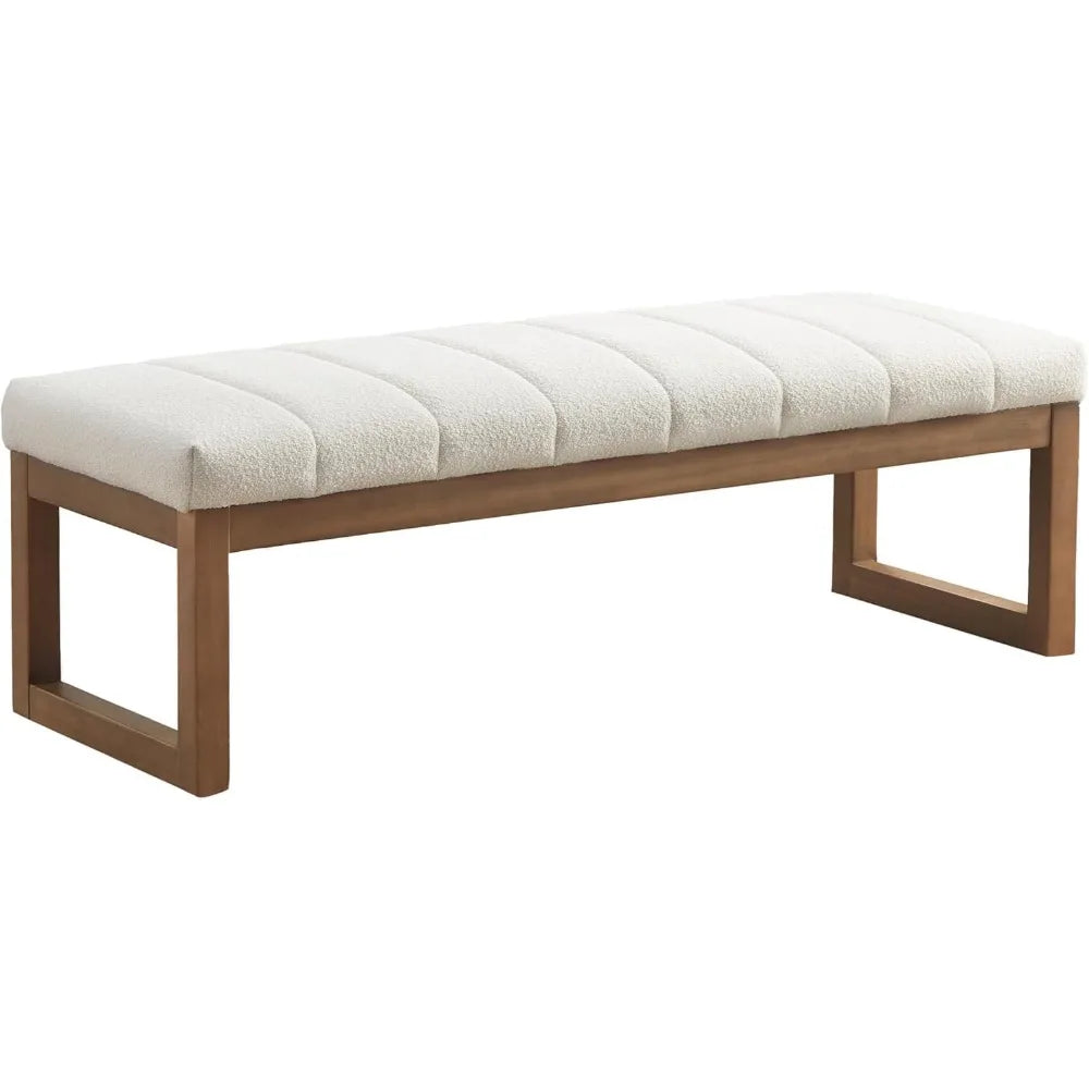 Bedroom Bench for End of Bed, Modern Upholstered Teddy Fabric Entryway Bench & Dining Bench, Footrest Stool Bench