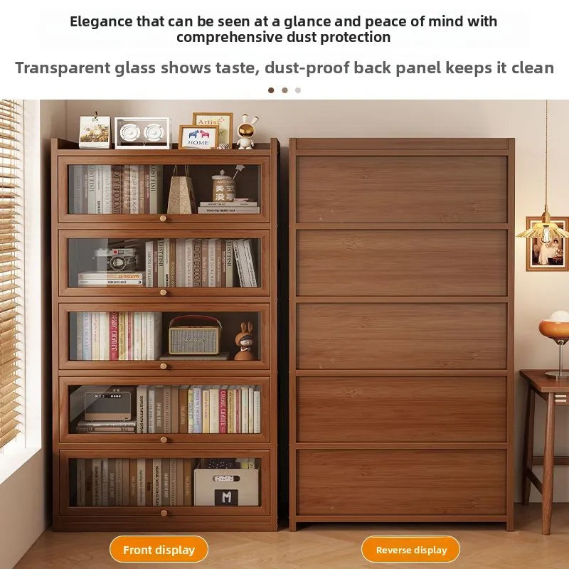 Multi-functional BambooBookcase LargeCapacity Wooden Bookshelf Storage Cabinet Display Rack Home Furniture for Living RoomOffice