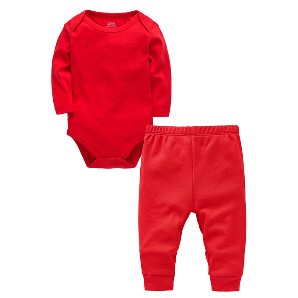2 Pieces Set 100% Cotton Baby Rompers Pants Blank Colors Kids Trousers Plain Newborn Clothing Muslin Bodysuit Clothes