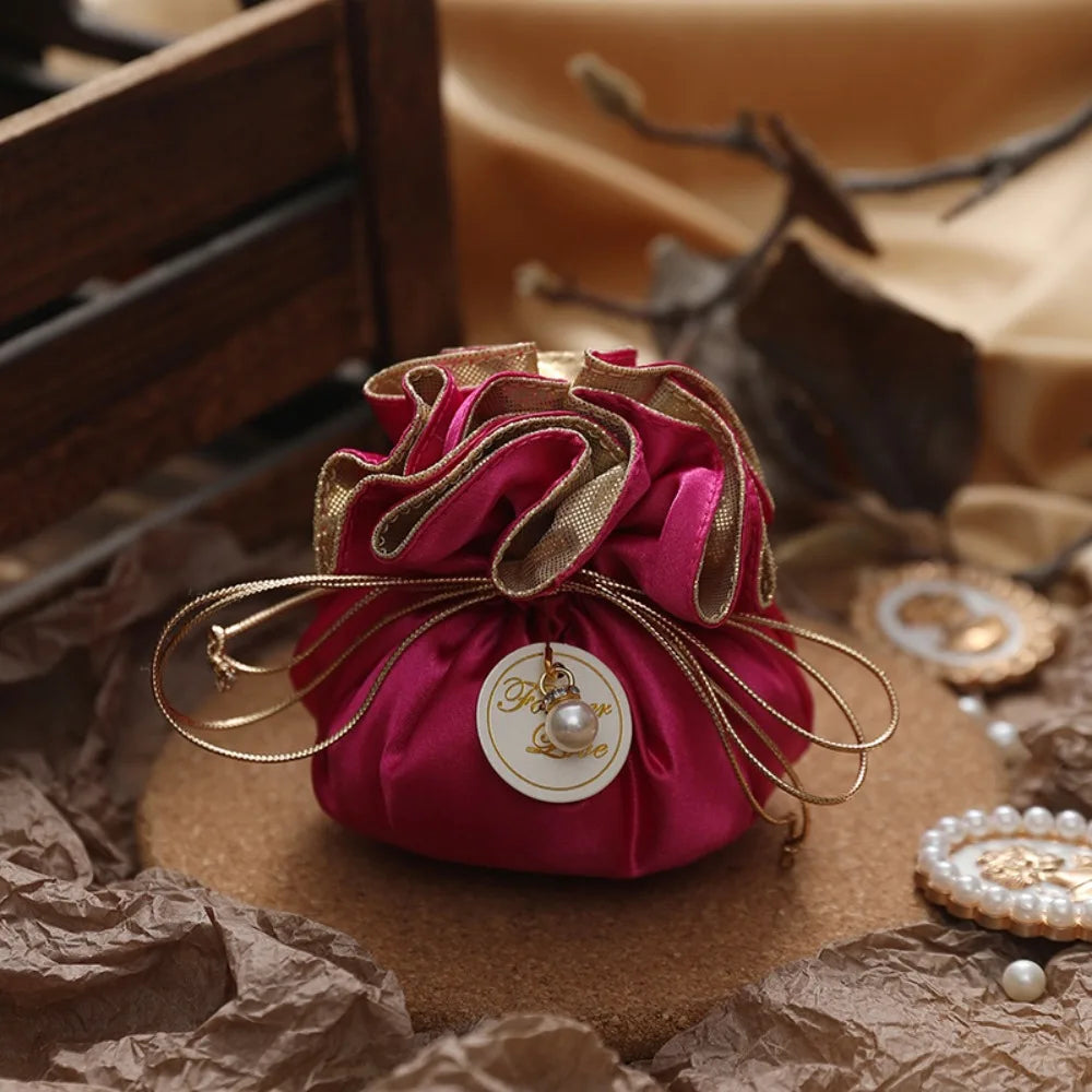 4Pcs Portable Candy Packaging Bags Chinese Style Light Luxury Drawstring Bag Fashion Cloth Velvet Storage Bag Festival