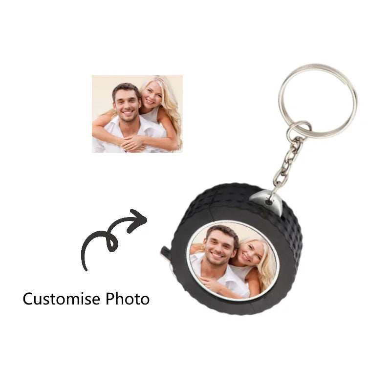 1 Piece Personalised Custom Photo Mini Tape Measure Keychain - Personalised gifts, durable home improvement tools and keychains.