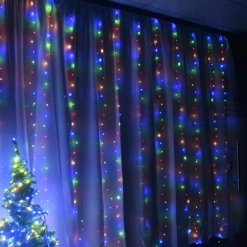 USB Plug Curtain LED Light String 8 Modes Remote Control Bedroom Wedding Party New Year Christmas Valentine's Day Decoration