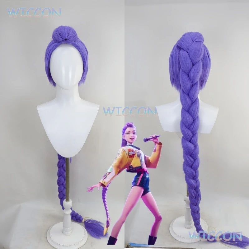 1.2m Twisted Braid Hair 2025 Film K-Pop Demon Hunters Stage Rumi Cosplay Purple Long Wig Hallowen Girl Group Idol Roleplay Women