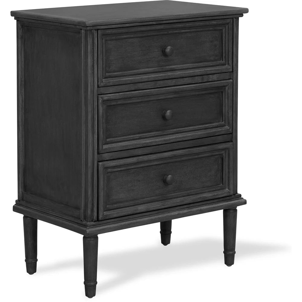 Three Drawer Storage Cabinet Dark Gray Elegant Design Versatile Use Living Room Bedroom Office Fully Assembled Indoor Furniture