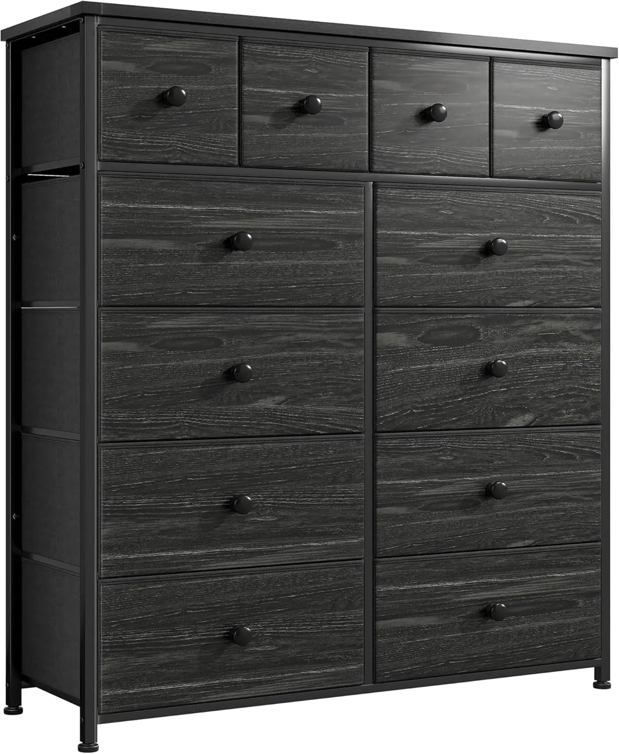 Dresser for Bedroom Tall Dressers for Bedroom Fabric Dressers & Chest of Drawers with Sturdy Metal Frame, Wood Top
