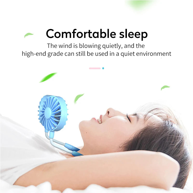 Hot Sale USB Rechargeable One Speed Foldable Plastic Neck Fan Portable Adjustable Hand Free Outdoor Sports Mini