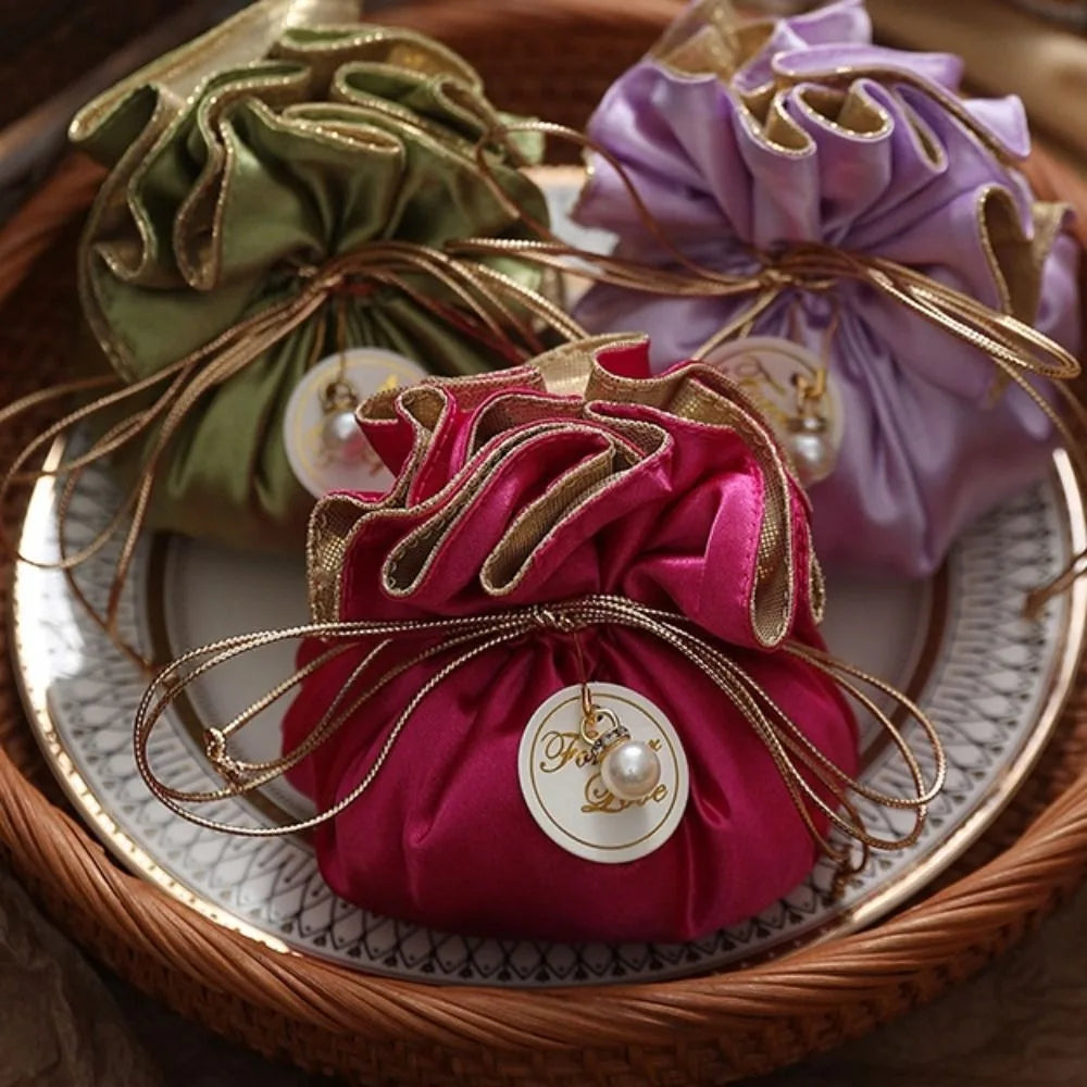 4Pcs Portable Candy Packaging Bags Chinese Style Light Luxury Drawstring Bag Fashion Cloth Velvet Storage Bag Festival
