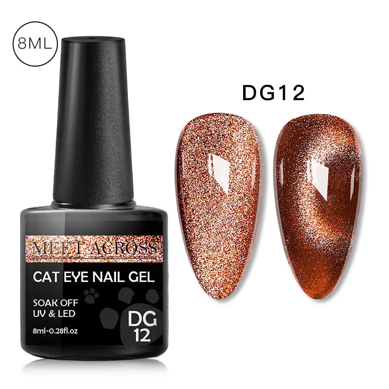 9D Reflective Magnetic Gel Nail Polish 7ml Shiny Glitter Cat Eye Nail Gel Varnishes Semi Permanent Soak Off UV Gel Nail Art
