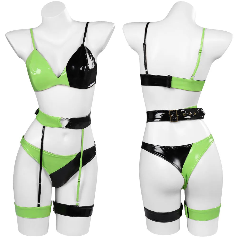 Shego Cosplay Women Lingerie Costume Cartoon Kim Underwear Summer Swimsuits Swimwear Girls Adult Women Roleplay Fantasia Suits
