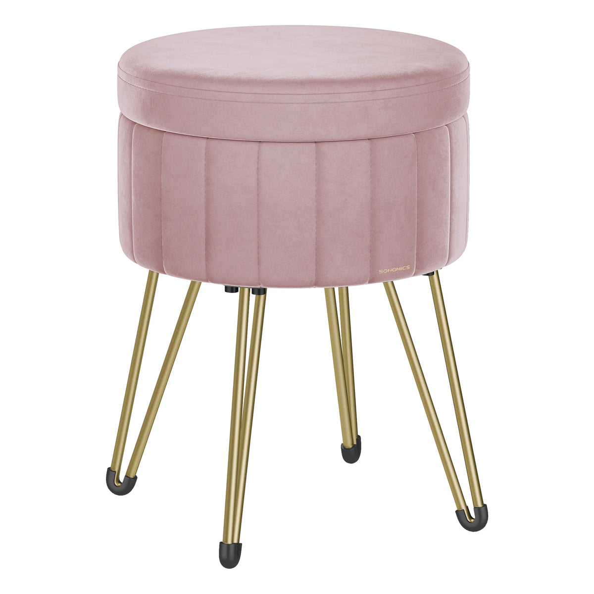 SONGMICS Vanity Stool Chair Velvet Makeup Stool With 4 Metal Legs For Room Living Room Bedroom Small Ottoman Stool With Storage