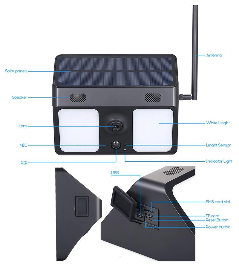 Solar Power Camera IP WiFi Wide-angle outdoor CCTV Security Yard Lamp