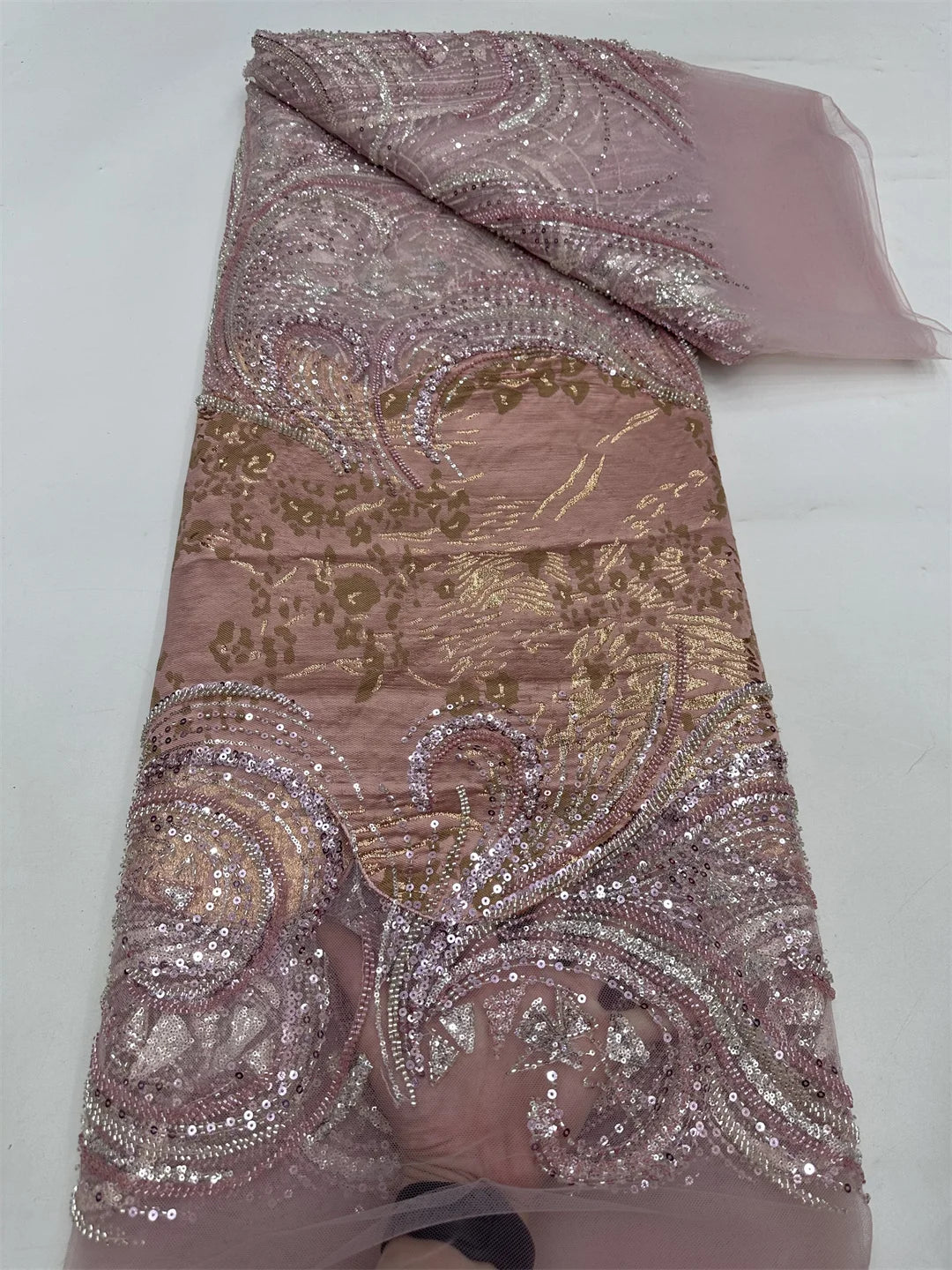 Luxury French Mesh Beaded Lace Fabric 2025 High Quality African Sequins Groom Lace Fabrics For Nigerian Wedding Dress Women