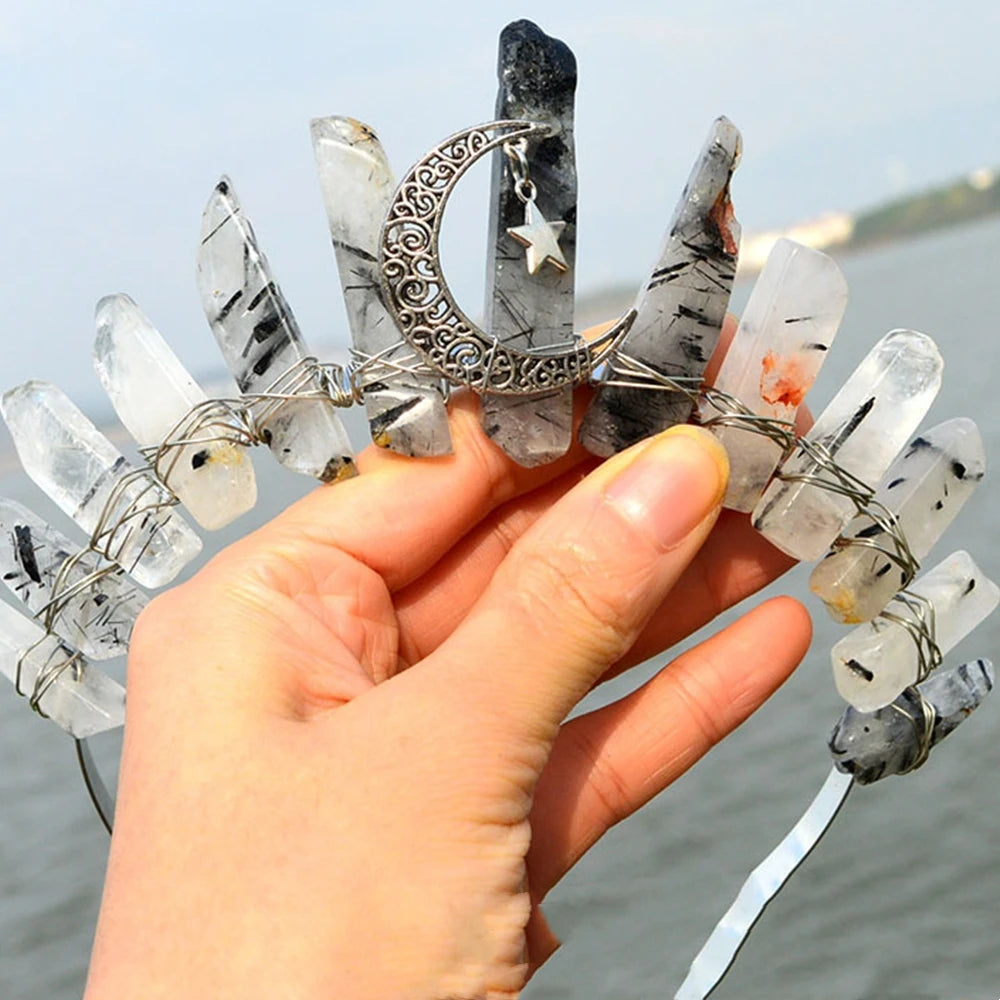 Natural Crystal Queen Tiaras and Crowns Bridal Diadem For Bride Women Headpiece Hair Ornaments Wedding Head Jewelry Accessories