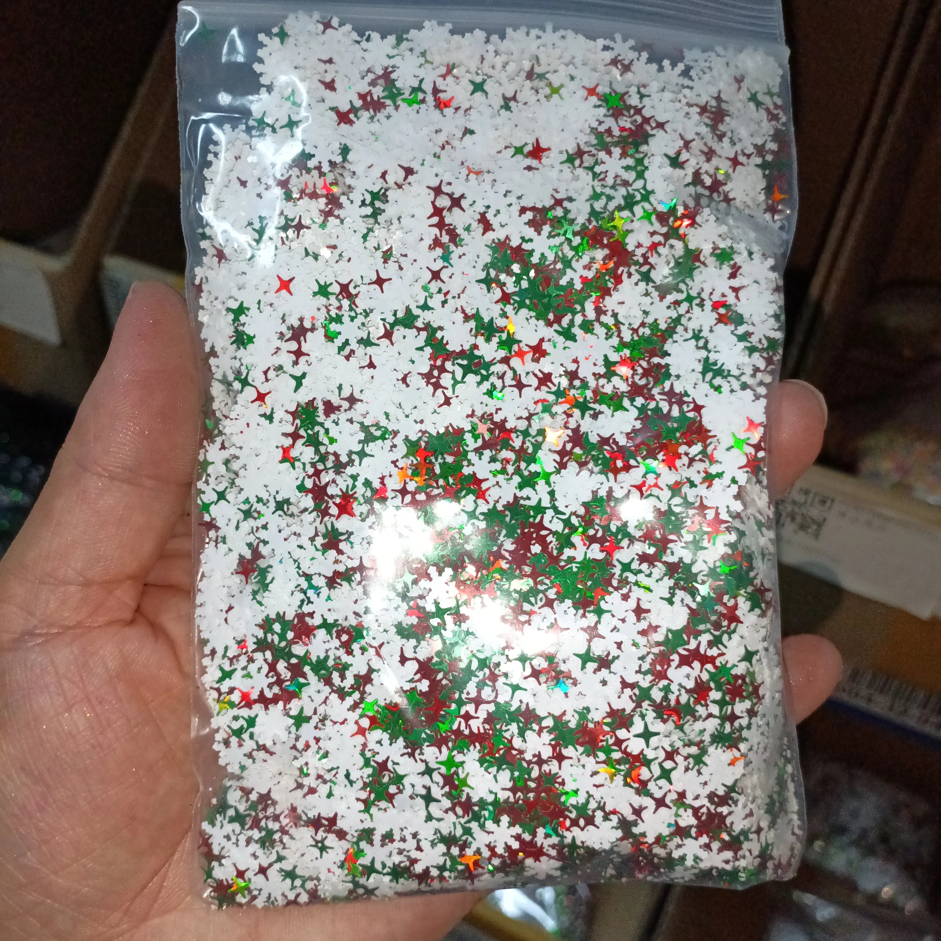 1Bag 50g Christmas Glitter Nail Art Sequins 3D Xmas Tree Snowflakes Star Nail Sparkly Flakes Sequin Manicure Holiday Decorations