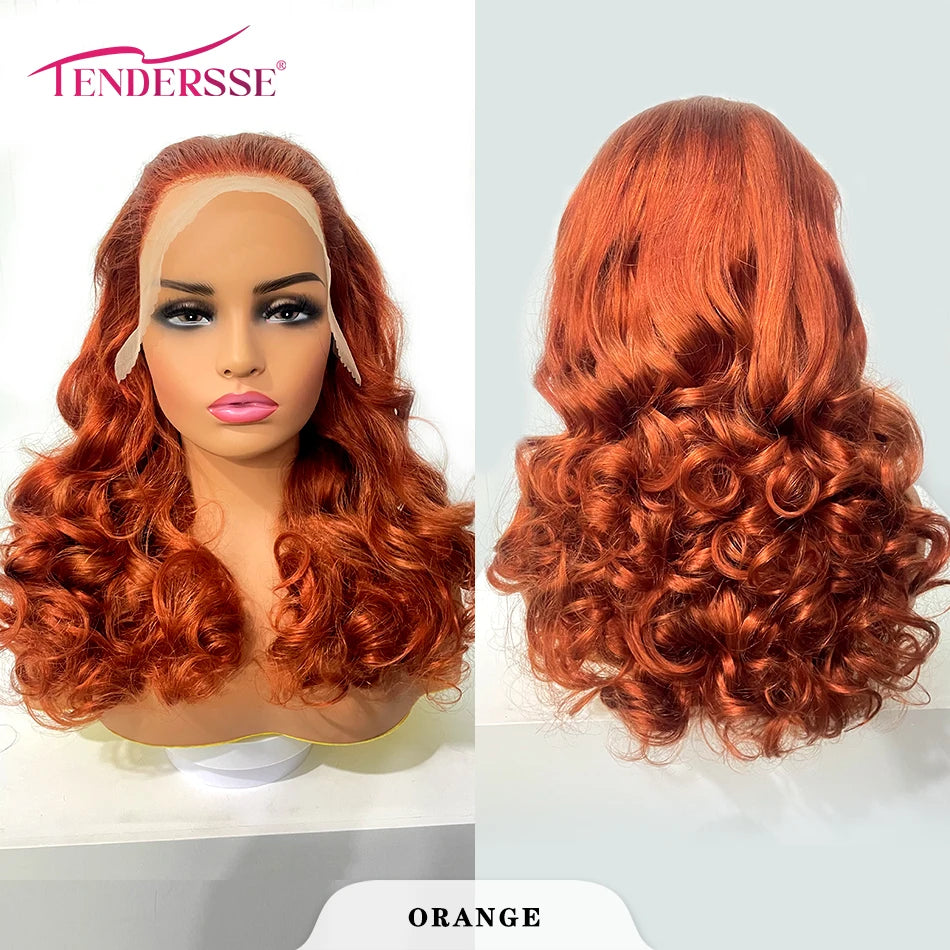 100% Raw Human Hair Bouncy Curly Lace Frontal Wigs 250 Density Ombre Bouncy Loose Wave Double Drawn Hair 13X4 HD Front Lace Wigs