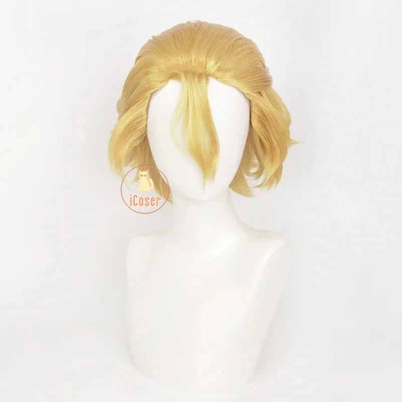 asdh8@Anime Dr. Stone Science Future Stanley Snyder Cosplay Wig Blonde Short Hair Dr. Xeno Season 4 Halloween Party Women Men Ca