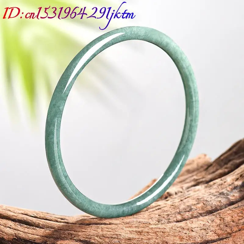 Natural Burmese Jadeite Bracelet Bangle Real Jade Designer Accessories Carved Gemstone Amulet Fashion Vintage Gifts for Women