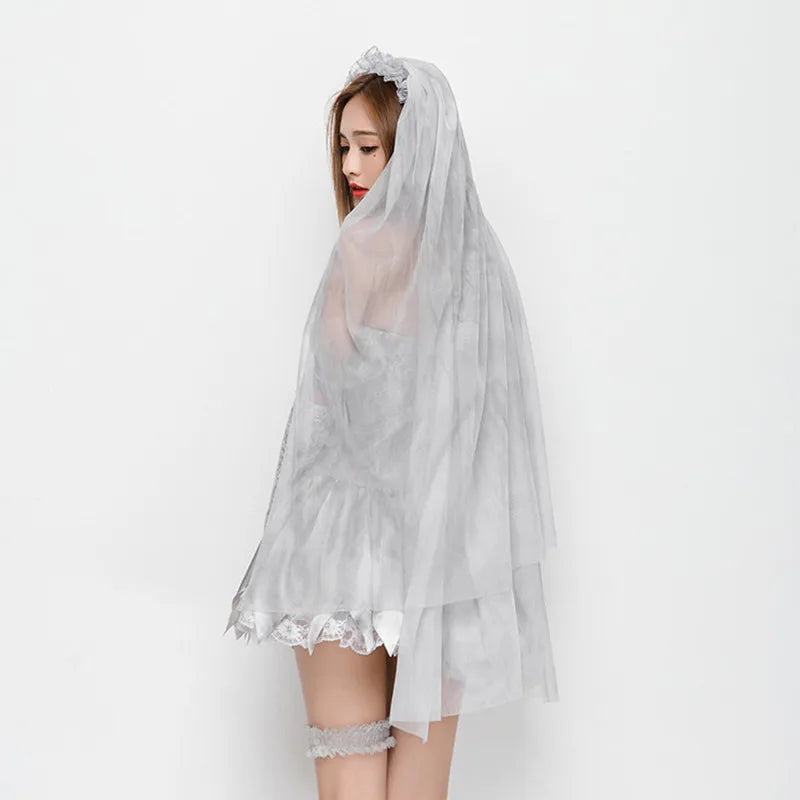 Woman Zombie Walking Dead Corpse Bride Cosplay Female Halloween Scary Costumes Carnival Purim Masquerade Nightclub Party Dress