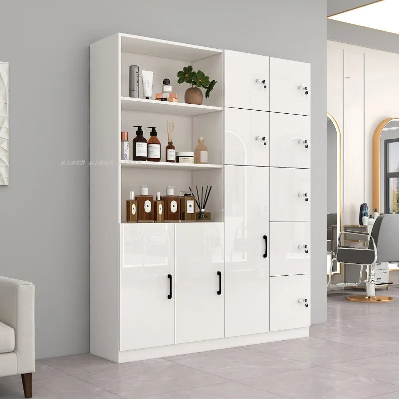 Customized barber shop towel cabinet Beauty salon product display cabinet Hair shop locker Customer deposit box with lock