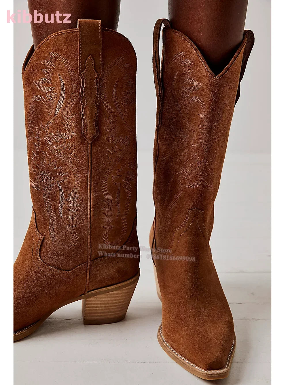 Cowboy Knee-High Boots Pointed Toe Strange Style Leather Solid Slip-On Fashion Luxury Concise Novelty Sexy Super High Shoes New