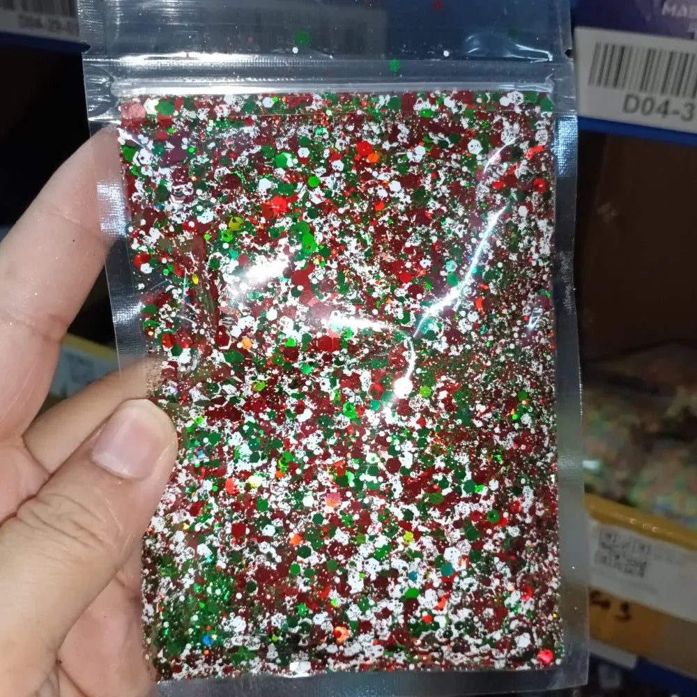1Bag 50g Christmas Glitter Nail Art Sequins 3D Xmas Tree Snowflakes Star Nail Sparkly Flakes Sequin Manicure Holiday Decorations