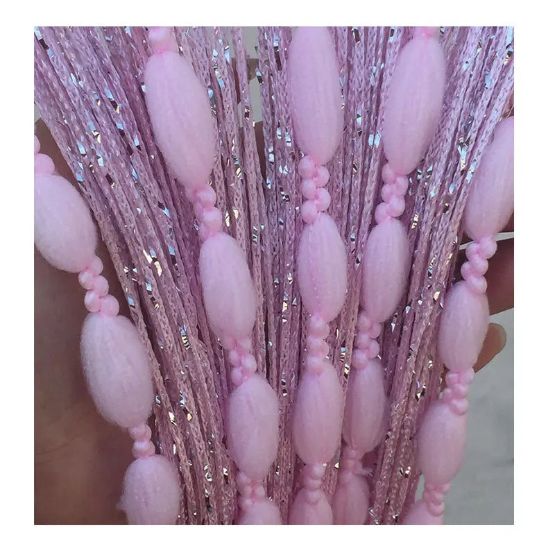 1pc 1x2m Door String Curtain Soft Balls Romantic Glitter Fringe Room Divider Home Decor Wedding Girls Bedroom Window Living Room