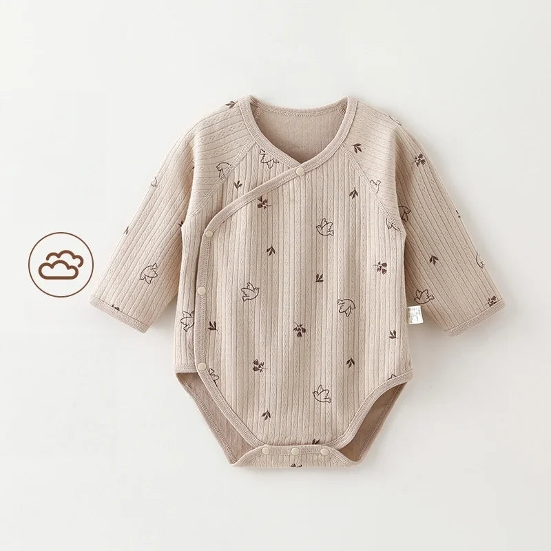 0-2Y Baby Clothes Boy Comfy Baby Daily Bodysuit Newborn Infant Girls Clothes Cotton Double Layered Belly Guard Triangle Romper