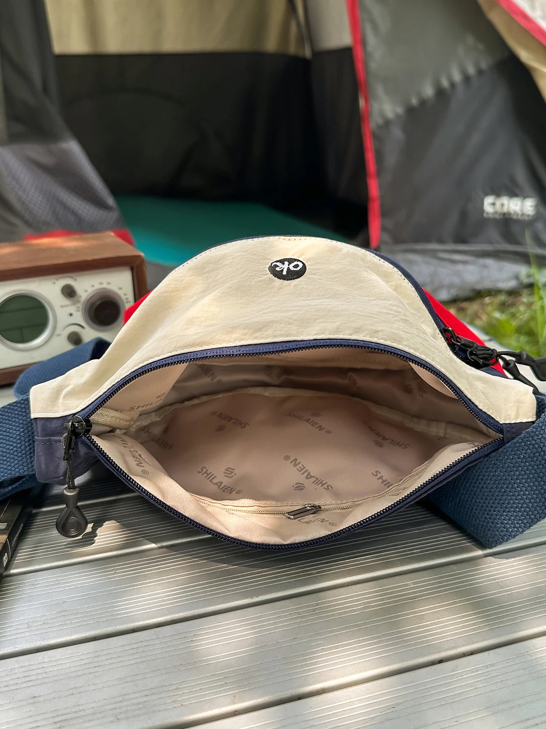 Unisex Outdoor Sports Travel Contrast Color Crossbody Bag Lightweight Multi-Pocket Chest Bag Hiking Single Shoulder Small Bag